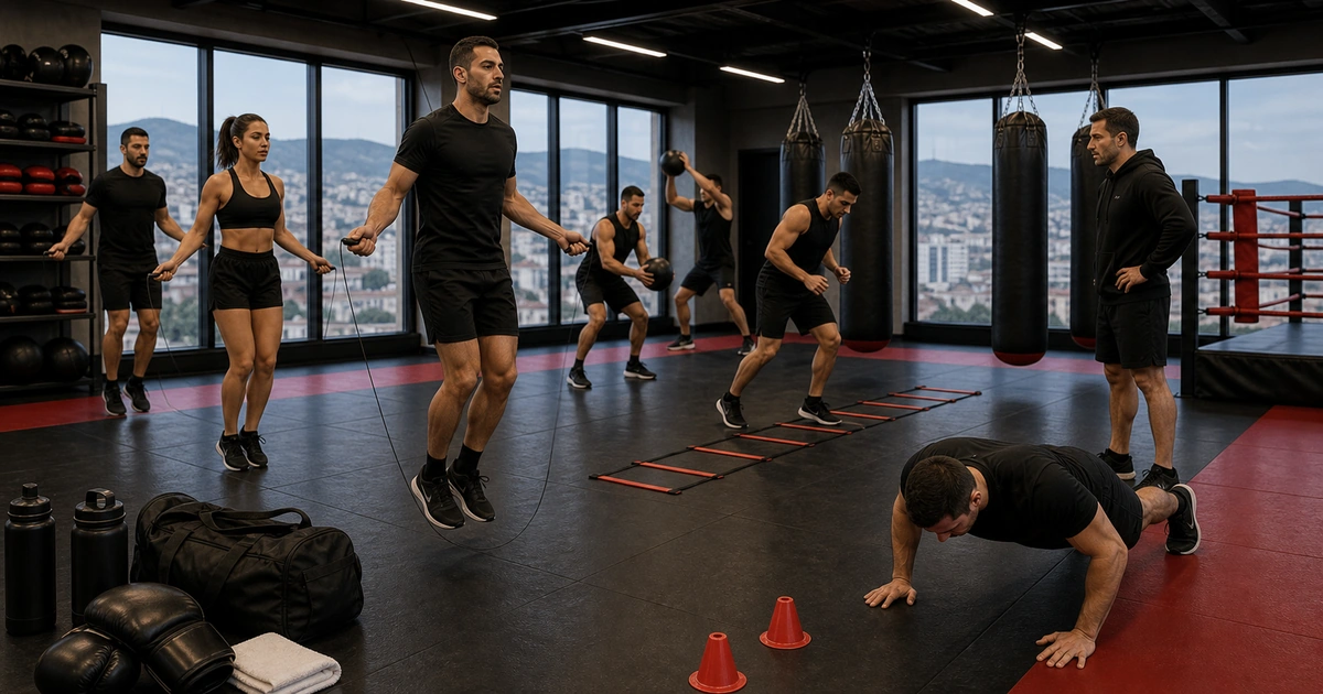 cinematic kickboxing camp scene in Georgia showing what fitness-focused athletes should expect