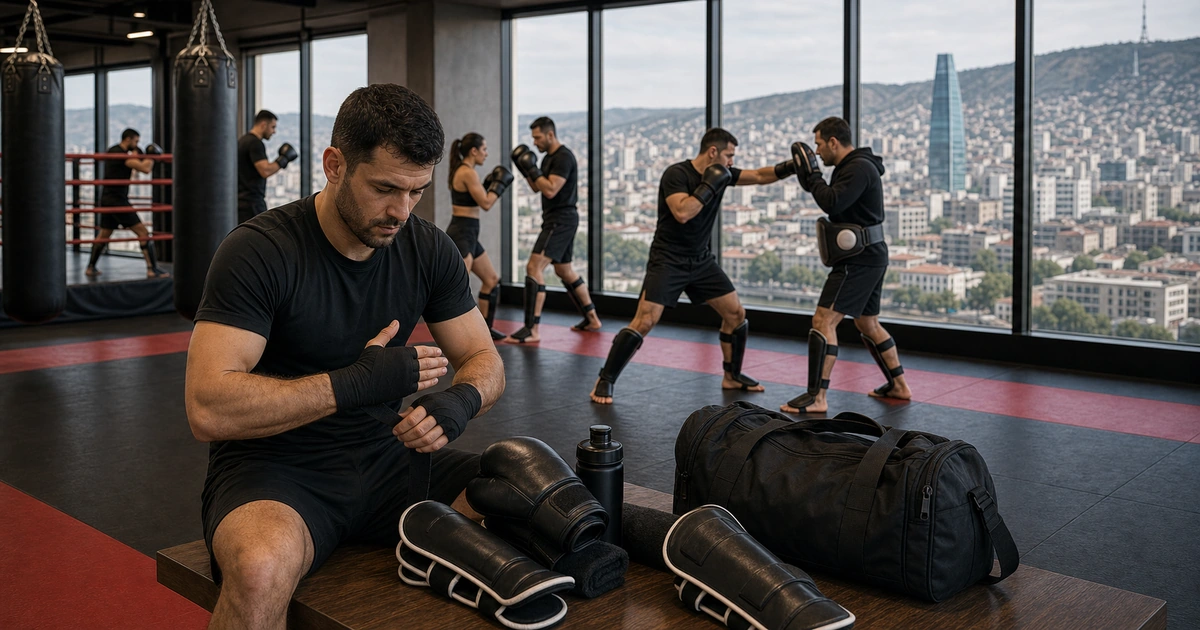 Cinematic kickboxing camp scene for Kickboxing Training Camp in Tbilisi: Why Train in Georgia's Capital in Tbilisi, Georgia