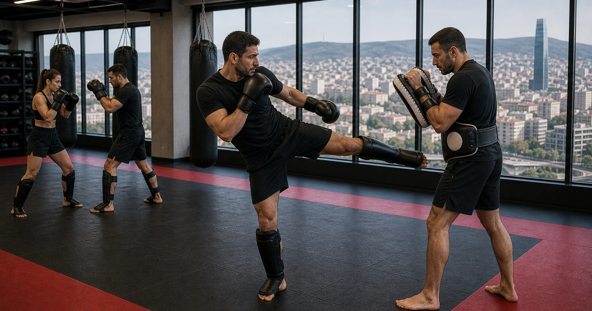 cinematic kickboxing camp scene in Georgia showing where the camp is based